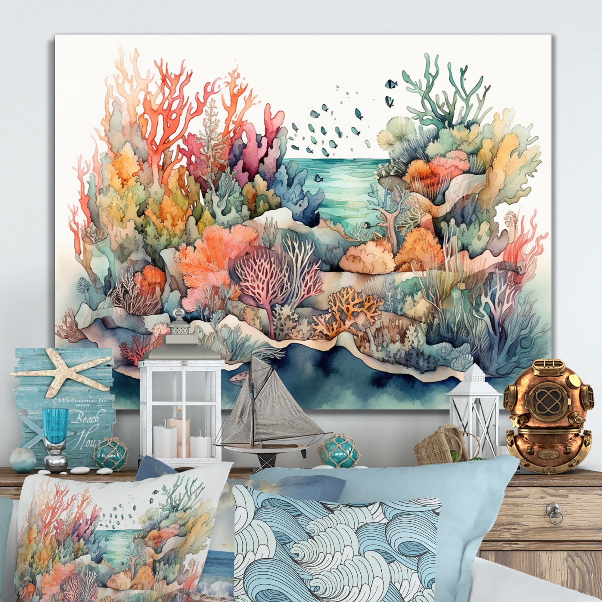 Coral Beach Wall Decor